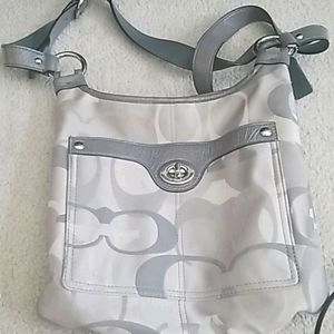Coach silver and gray cross body bag